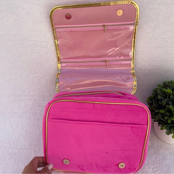 NEW Juicy Couture Hot Pink and Metallic Gold Velour Makeup Bag Case - Picture 4 of 9